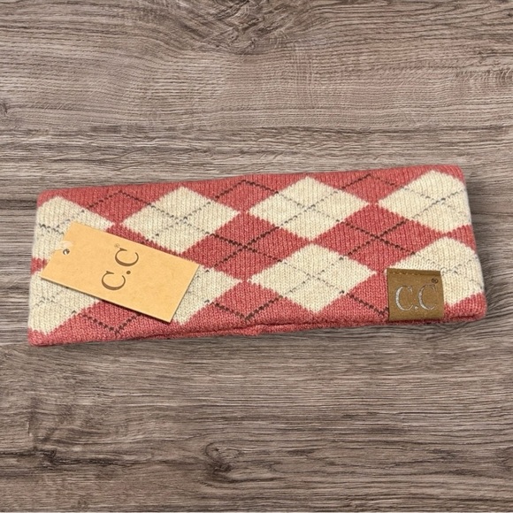 C.C Argyle Knit Headband in Pink and Cream - NWT - Picture 1 of 2